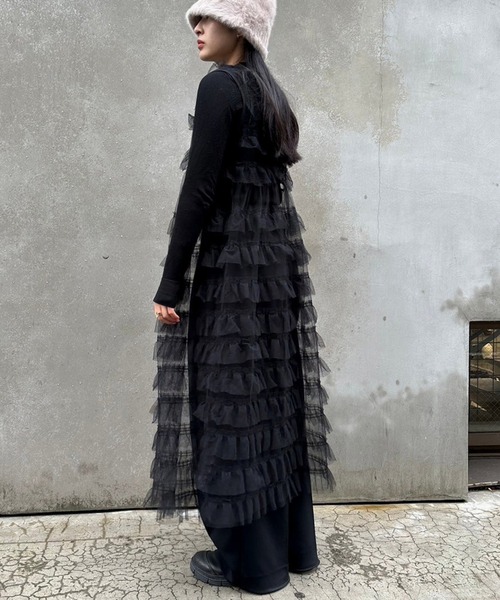 LIENCOEUR(リアンクール)の「チュールレイヤーロングビスチェ(タンクトップ・レディース・グレー/ブラック・FREE)」の20枚目の写真