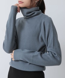 ウォッシャブルタートルネックリブニット