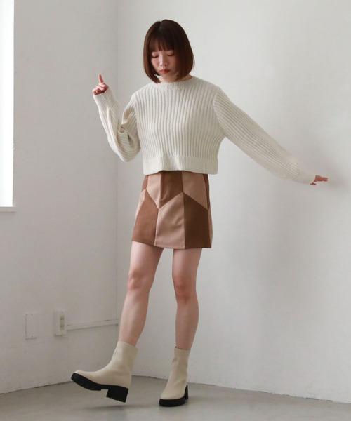 archives(アルシーヴ)の「厚底ニットブーツ(ブーツ・レディース・ブラック/アイボリー・MEDIUM/LARGE)」の12枚目の写真