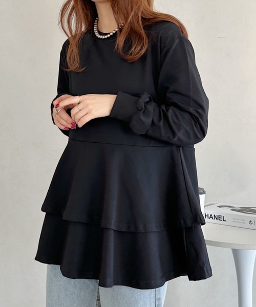 セール】frill hem sweat ／フリルヘムスウェットチュニック