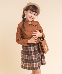 URBAN CHERRY（アーバンチェリー）の「チェックキャミワンピース＋スエードジャケット（その他アウター・キッズ）」