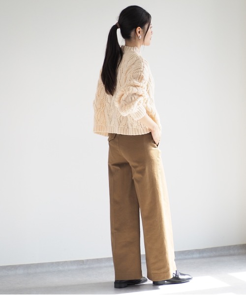 cepo（セポ）の「モックネックケーブルニット（ニット/セーター・レディース・グレー/オフホワイト/レッド・M）」の13枚目の写真