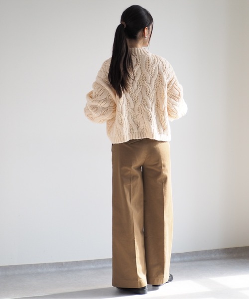 cepo（セポ）の「モックネックケーブルニット（ニット/セーター・レディース・グレー/オフホワイト/レッド・M）」の14枚目の写真