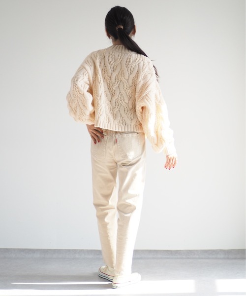 cepo（セポ）の「モックネックケーブルニット（ニット/セーター・レディース・グレー/オフホワイト/レッド・M）」の11枚目の写真