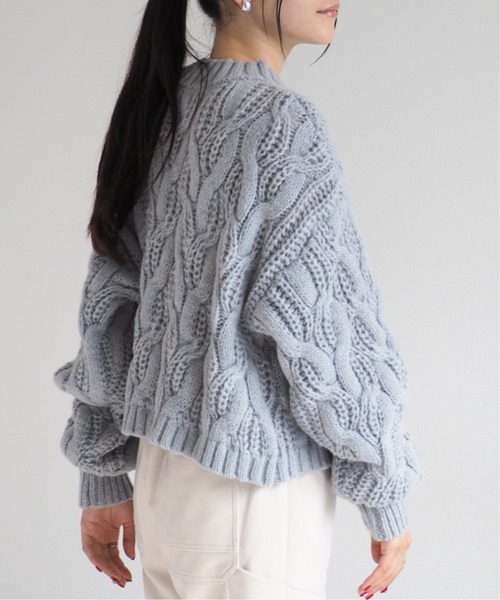 cepo（セポ）の「モックネックケーブルニット（ニット/セーター・レディース・グレー/オフホワイト/レッド・M）」の15枚目の写真