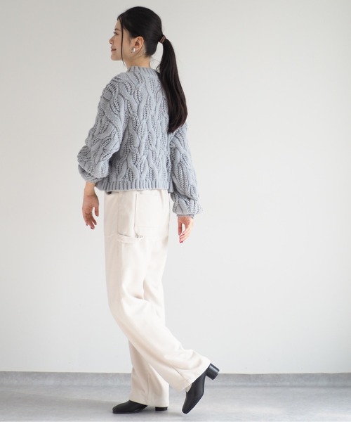 cepo（セポ）の「モックネックケーブルニット（ニット/セーター・レディース・グレー/オフホワイト/レッド・M）」の19枚目の写真