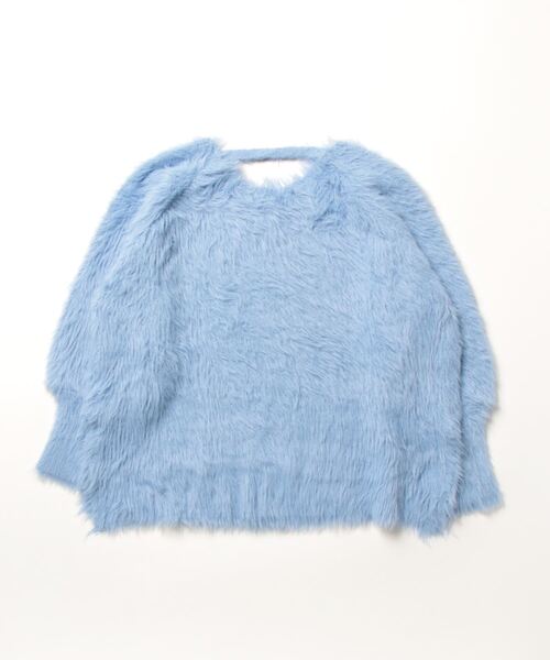 Petitle（プチレ）の「[ 低身長向けサイズ ] バックシャンシャギーボリュームニット（ニット/セーター・レディース・グレー/ブルー/オフホワイト・PM）」の4枚目の写真