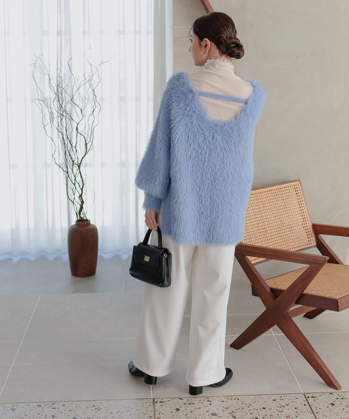 Petitle（プチレ）の「[ 低身長向けサイズ ] バックシャンシャギーボリュームニット（ニット/セーター・レディース・グレー/ブルー/オフホワイト・PM）」の15枚目の写真