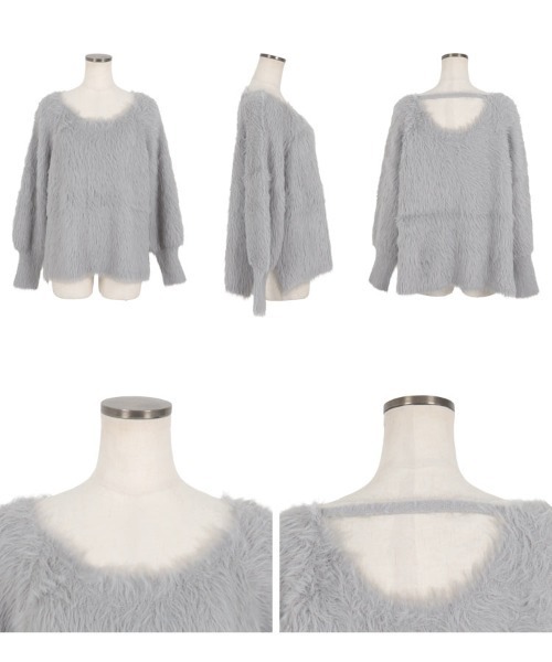 Petitle（プチレ）の「[ 低身長向けサイズ ] バックシャンシャギーボリュームニット（ニット/セーター・レディース・グレー/ブルー/オフホワイト・PM）」の6枚目の写真