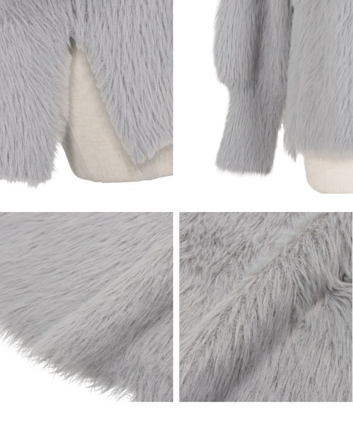 Petitle（プチレ）の「[ 低身長向けサイズ ] バックシャンシャギーボリュームニット（ニット/セーター・レディース・グレー/ブルー/オフホワイト・PM）」の14枚目の写真