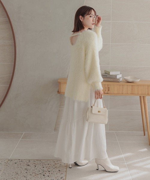 Petitle（プチレ）の「[ 低身長向けサイズ ] バックシャンシャギーボリュームニット（ニット/セーター・レディース・グレー/ブルー/オフホワイト・PM）」の8枚目の写真