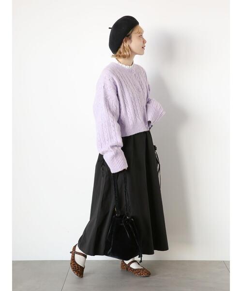 ehka sopo（エヘカソポ）の「リボンギャザースカート（スカート・レディース・ベージュ/ブラック/ミント・F）」の6枚目の写真