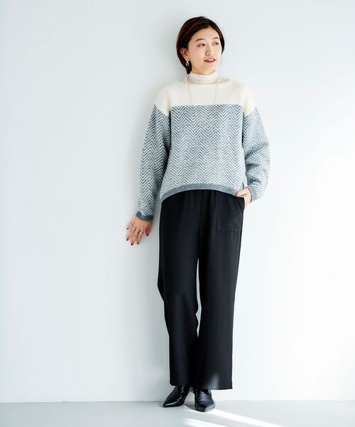 le.coeur blanc（ルクールブラン）の「ヘリンボーン柄ボートネックニット（ニット/セーター・レディース・ブラック系その他/グレー系その他/ホワイト系その他2・38）」の12枚目の写真