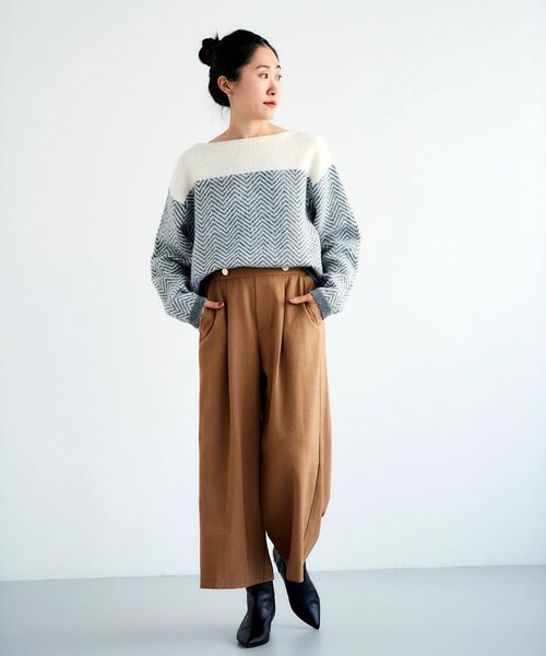 le.coeur blanc（ルクールブラン）の「ヘリンボーン柄ボートネックニット（ニット/セーター・レディース・ブラック系その他/グレー系その他/ホワイト系その他2・38）」の13枚目の写真