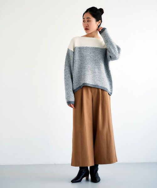 le.coeur blanc（ルクールブラン）の「ヘリンボーン柄ボートネックニット（ニット/セーター・レディース・ブラック系その他/グレー系その他/ホワイト系その他2・38）」の14枚目の写真