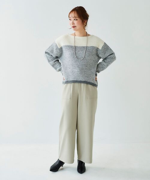 le.coeur blanc（ルクールブラン）の「ヘリンボーン柄ボートネックニット（ニット/セーター・レディース・ブラック系その他/グレー系その他/ホワイト系その他2・38）」の16枚目の写真