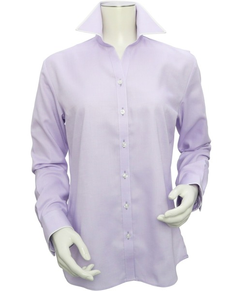 TOKYO SHIRTS(トウキョウシャツ)の「形態安定ノーアイロン スキッパー 長袖ビジネスワイシャツ(ビジネスシャツ・レディース・パープル・S/M/XL/L/LL)」の2枚目の写真