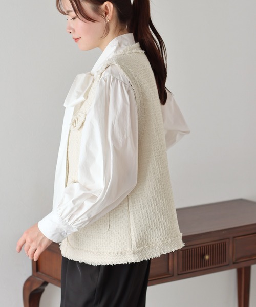 BLUEEAST（ブルーイースト）の「ツイードフリンジベスト（ベスト・レディース・アイボリー/ブラック・MEDIUM）」の5枚目の写真