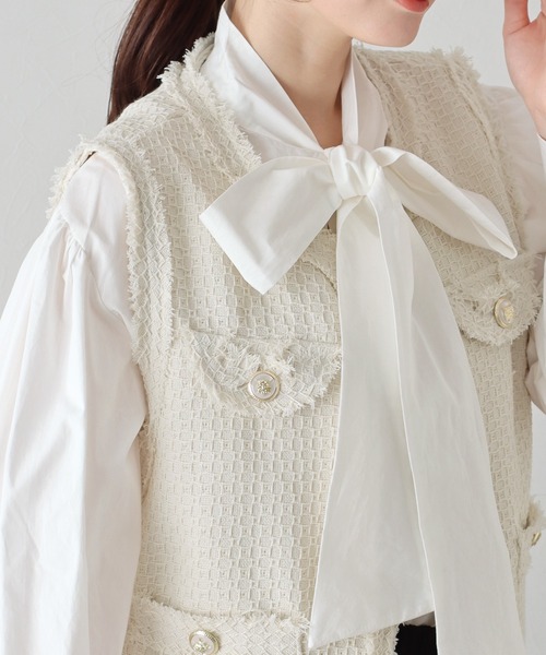 BLUEEAST（ブルーイースト）の「ツイードフリンジベスト（ベスト・レディース・アイボリー/ブラック・MEDIUM）」の8枚目の写真