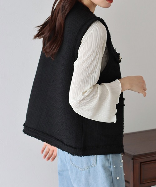 BLUEEAST（ブルーイースト）の「ツイードフリンジベスト（ベスト・レディース・アイボリー/ブラック・MEDIUM）」の13枚目の写真