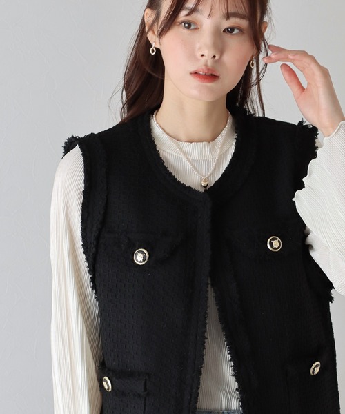 BLUEEAST（ブルーイースト）の「ツイードフリンジベスト（ベスト・レディース・アイボリー/ブラック・MEDIUM）」の15枚目の写真