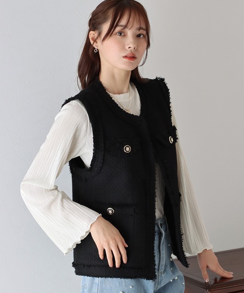 BLUEEAST（ブルーイースト）の「ツイードフリンジベスト（ベスト・レディース・アイボリー/ブラック・MEDIUM）」の16枚目の写真