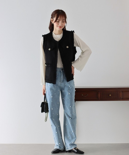 BLUEEAST（ブルーイースト）の「ツイードフリンジベスト（ベスト・レディース・アイボリー/ブラック・MEDIUM）」の20枚目の写真