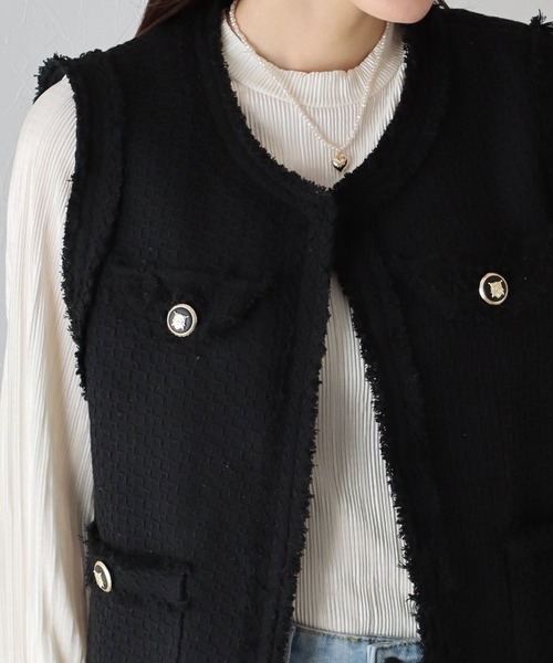 BLUEEAST（ブルーイースト）の「ツイードフリンジベスト（ベスト・レディース・アイボリー/ブラック・MEDIUM）」の17枚目の写真