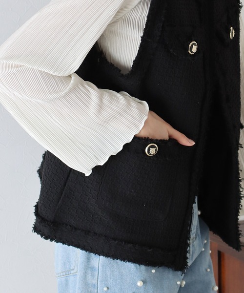 BLUEEAST（ブルーイースト）の「ツイードフリンジベスト（ベスト・レディース・アイボリー/ブラック・MEDIUM）」の18枚目の写真
