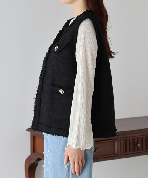 BLUEEAST（ブルーイースト）の「ツイードフリンジベスト（ベスト・レディース・アイボリー/ブラック・MEDIUM）」の22枚目の写真