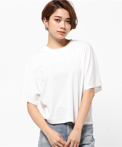 AZUL by moussy(アズールバイマウジー)の「綿モダールSUN天竺キモノスリーブPO(Tシャツ/カットソー・レディース・オフホワイト/ライトベージュ/ブラック/ネイビー・MEDIUM/LARGE/SMALL)」の13枚目の写真