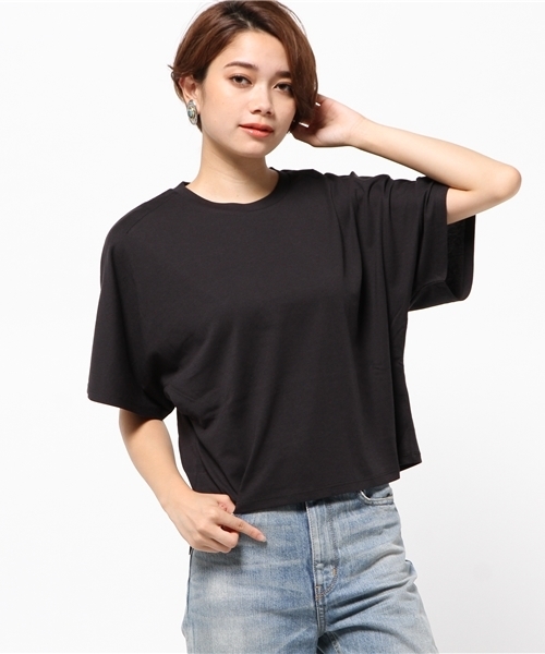 AZUL by moussy(アズールバイマウジー)の「綿モダールSUN天竺キモノスリーブPO(Tシャツ/カットソー・レディース・オフホワイト/ライトベージュ/ブラック/ネイビー・MEDIUM/LARGE/SMALL)」の14枚目の写真