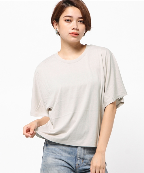 AZUL by moussy(アズールバイマウジー)の「綿モダールSUN天竺キモノスリーブPO(Tシャツ/カットソー・レディース・オフホワイト/ライトベージュ/ブラック/ネイビー・MEDIUM/LARGE/SMALL)」の15枚目の写真