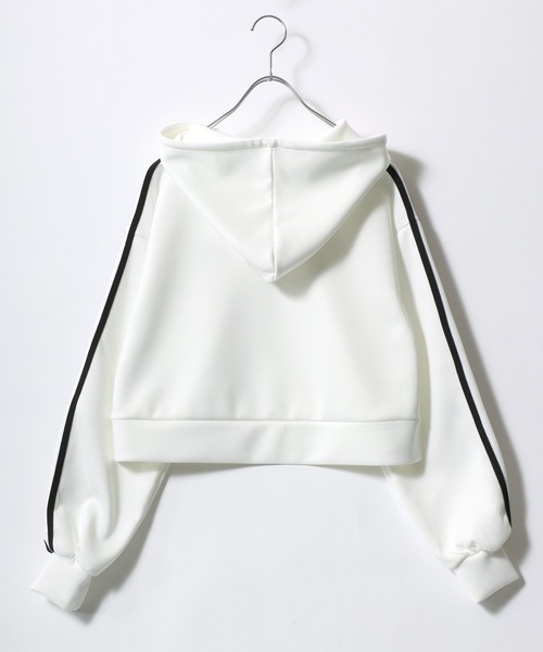 CECIL McBEE（セシルマクビー）の「CECIL McBEE（セシルマクビー）ワンポイントロゴ サイドライン スウェットパーカー レディース/プルオーバートップス/フーディー（パーカー・レディース・オフホワイト/ブラック・M/L）」の20枚目の写真