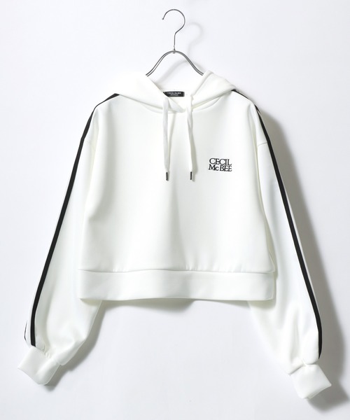 CECIL McBEE（セシルマクビー）の「CECIL McBEE（セシルマクビー）ワンポイントロゴ サイドライン スウェットパーカー レディース/プルオーバートップス/フーディー（パーカー・レディース・オフホワイト/ブラック・M/L）」の19枚目の写真