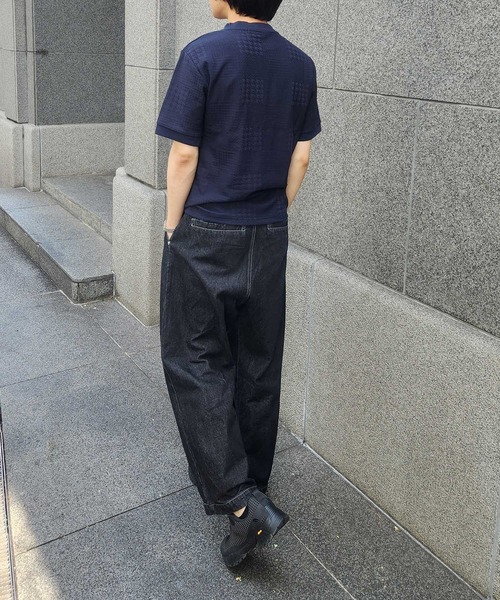 UNION STATION（ユニオンステーション）の「リンクスジャガードグレンチェック柄T（Tシャツ/カットソー・メンズ・ライトブルー/ホワイト/ネイビー・LL/L/M/S）」の8枚目の写真