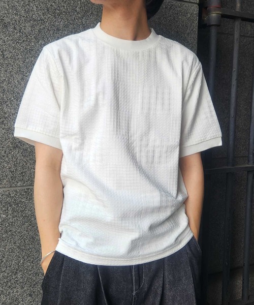 UNION STATION（ユニオンステーション）の「リンクスジャガードグレンチェック柄T（Tシャツ/カットソー・メンズ・ライトブルー/ホワイト/ネイビー・LL/L/M/S）」の11枚目の写真