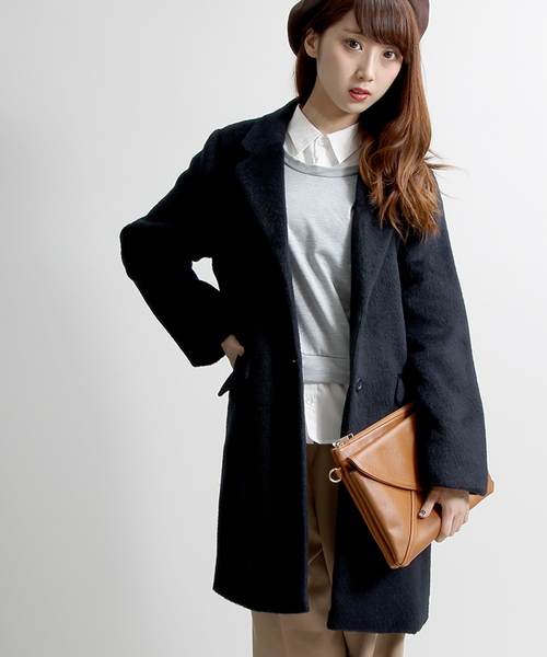 WEGO(ウィゴー)の「WEGO/チェスターコート(チェスターコート・レディース・ブラック/グレー/カーキ/ネイビー/キャメル・MEDIUM/LARGE)」の4枚目の写真