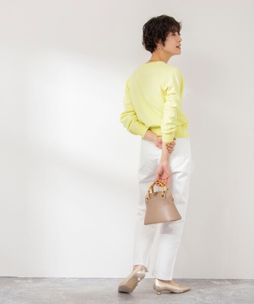 NOLLEY’S(ノーリーズ)の「コットンクルーネックカーディガン(カーディガン/ボレロ・レディース・ブルー/イエロー/シルバー/ネイビー・38/36)」の6枚目の写真