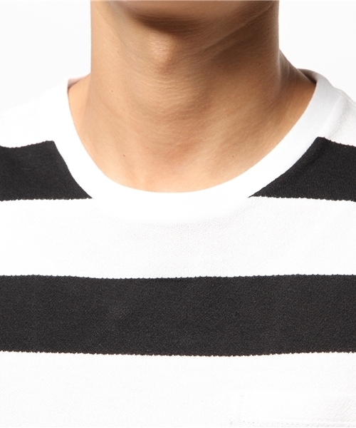 CIAOPANIC（チャオパニック）の「【Ciaopanic】　梨地ボーダーTee（Tシャツ/カットソー・メンズ・ネイビー/グレー/グリーン/ブラック・MEDIUM/LARGE）」の8枚目の写真