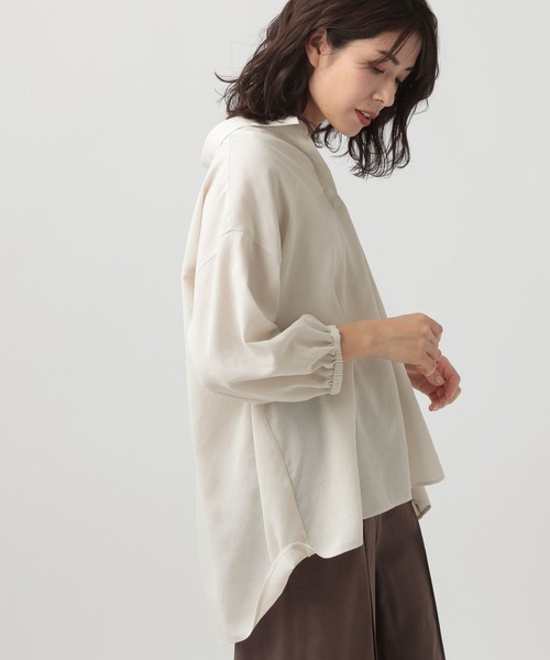 Elura（エルーラ）の「アイロンいらずリネンライクブラウス（Tシャツ/カットソー・レディース・ホワイト/ブラック/グレイッシュベージュ・FREE）」の11枚目の写真