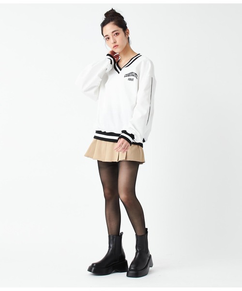 ANAP（アナップ）の「Vネックラインリブプルオーバー（Tシャツ/カットソー・レディース・サックスブルー/スミクロ/ホワイト・FREE）」の12枚目の写真