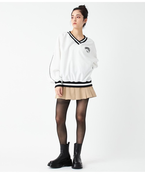 ANAP（アナップ）の「Vネックラインリブプルオーバー（Tシャツ/カットソー・レディース・サックスブルー/スミクロ/ホワイト・FREE）」の13枚目の写真