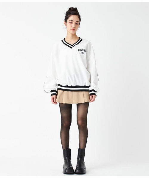 ANAP（アナップ）の「Vネックラインリブプルオーバー（Tシャツ/カットソー・レディース・サックスブルー/スミクロ/ホワイト・FREE）」の11枚目の写真