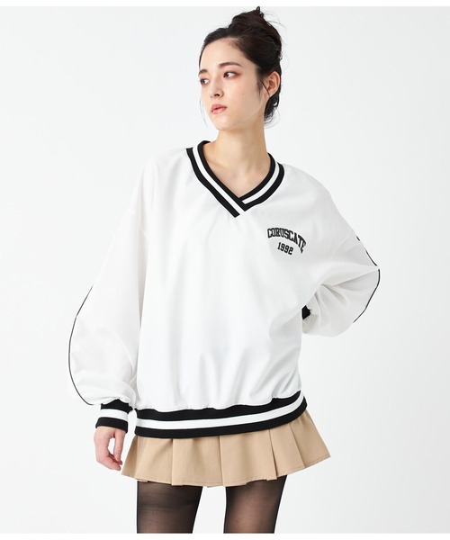 ANAP（アナップ）の「Vネックラインリブプルオーバー（Tシャツ/カットソー・レディース・サックスブルー/スミクロ/ホワイト・FREE）」の9枚目の写真