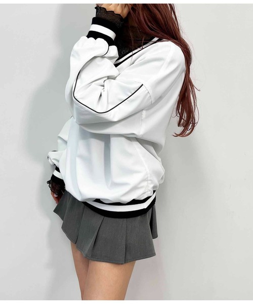 ANAP（アナップ）の「Vネックラインリブプルオーバー（Tシャツ/カットソー・レディース・サックスブルー/スミクロ/ホワイト・FREE）」の15枚目の写真