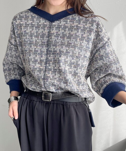 fredy emue(フレディエミュ)の「ツィードニットソー2WAY プルオーバー(Tシャツ/カットソー・レディース・パープル系その他/ブルー系その他/グリーン系その他・38)」の11枚目の写真