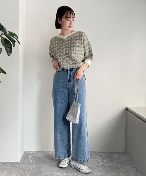fredy emue(フレディエミュ)の「ツィードニットソー2WAY プルオーバー(Tシャツ/カットソー・レディース・パープル系その他/ブルー系その他/グリーン系その他・38)」の14枚目の写真