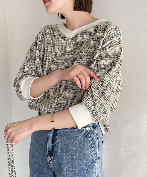 fredy emue(フレディエミュ)の「ツィードニットソー2WAY プルオーバー(Tシャツ/カットソー・レディース・パープル系その他/ブルー系その他/グリーン系その他・38)」の18枚目の写真