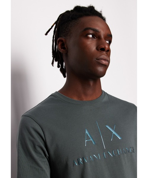 ARMANI EXCHANGE(アルマーニエクスチェンジ)の「【A|X アルマーニ エクスチェンジ】AXロゴ 半袖クルーネックTシャツ/SLIM(Tシャツ/カットソー・メンズ・グリーン/ネイビー/ホワイト・LARGE/MEDIUM/X-LARGE/SMALL/X-SMALL/XX-LARGE)」の1枚目の写真